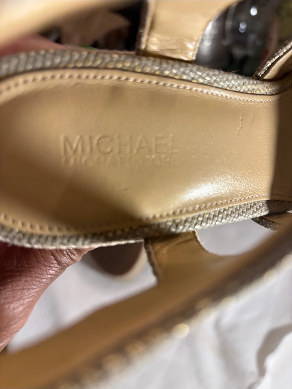 MICHAEL Michael Kors Gold Berkeley Metallic Zip Wedge Sandals